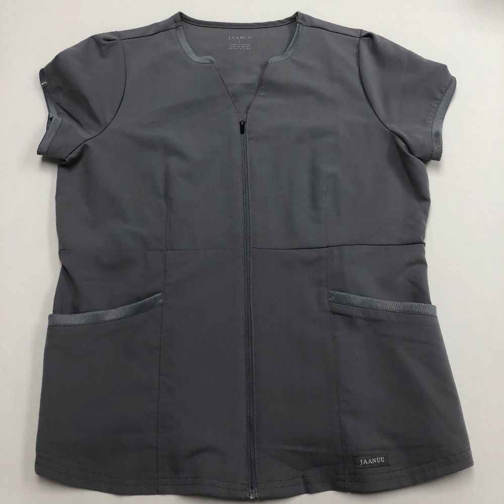 Jaanuu grey zip up scrub top Style #J96243